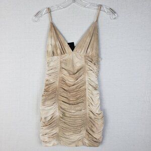 NWT Sky to Moon Ruched Fitted Mini Dress Soft Stretchy size L Strappy V-neck